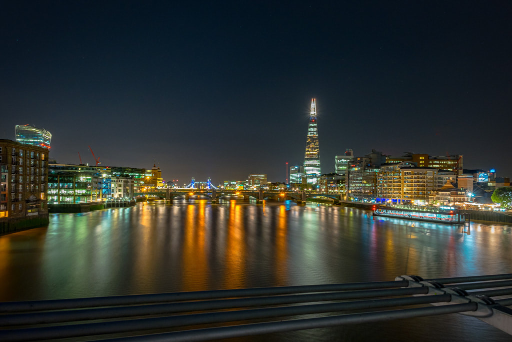View down the River Thames towards Tower Bridge, The Shard, London