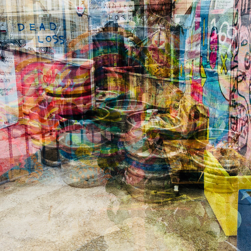 colourful abstract, barrels, iphone multiple exposure