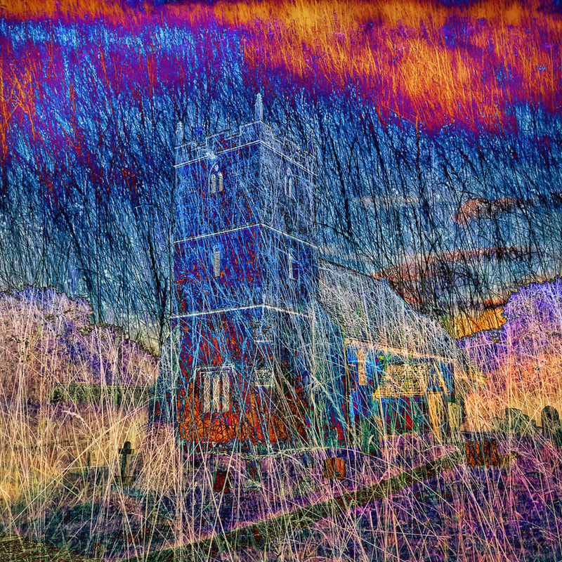church, abstract, iPhone multiple exposure