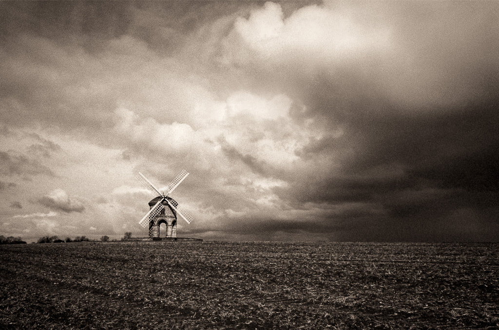 Chesterton Windmill, Leamington Spa, sepia toned, film image