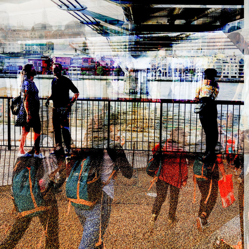 South Bank, London, abstract, iPhone multiple exposure