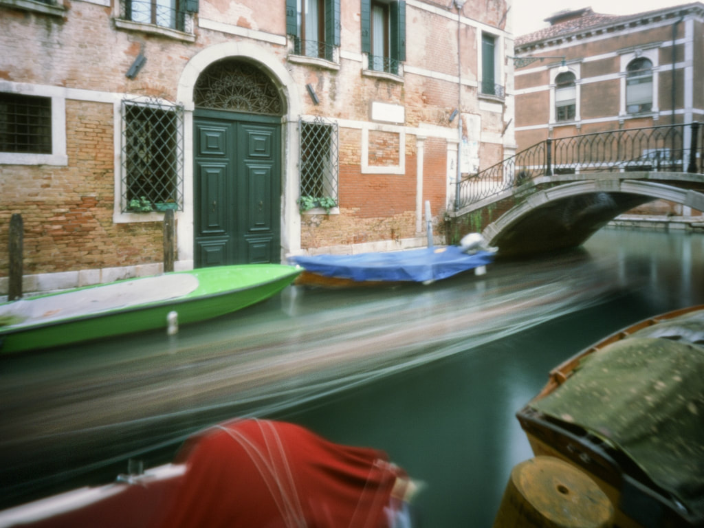 Venice, Italy, canal scene, colour pinhole photograph, Fuji Provia