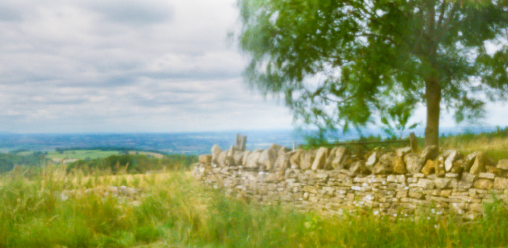 Snowshill, Cotswolds, English countryside, colour pinhole photograph, scura 35mm